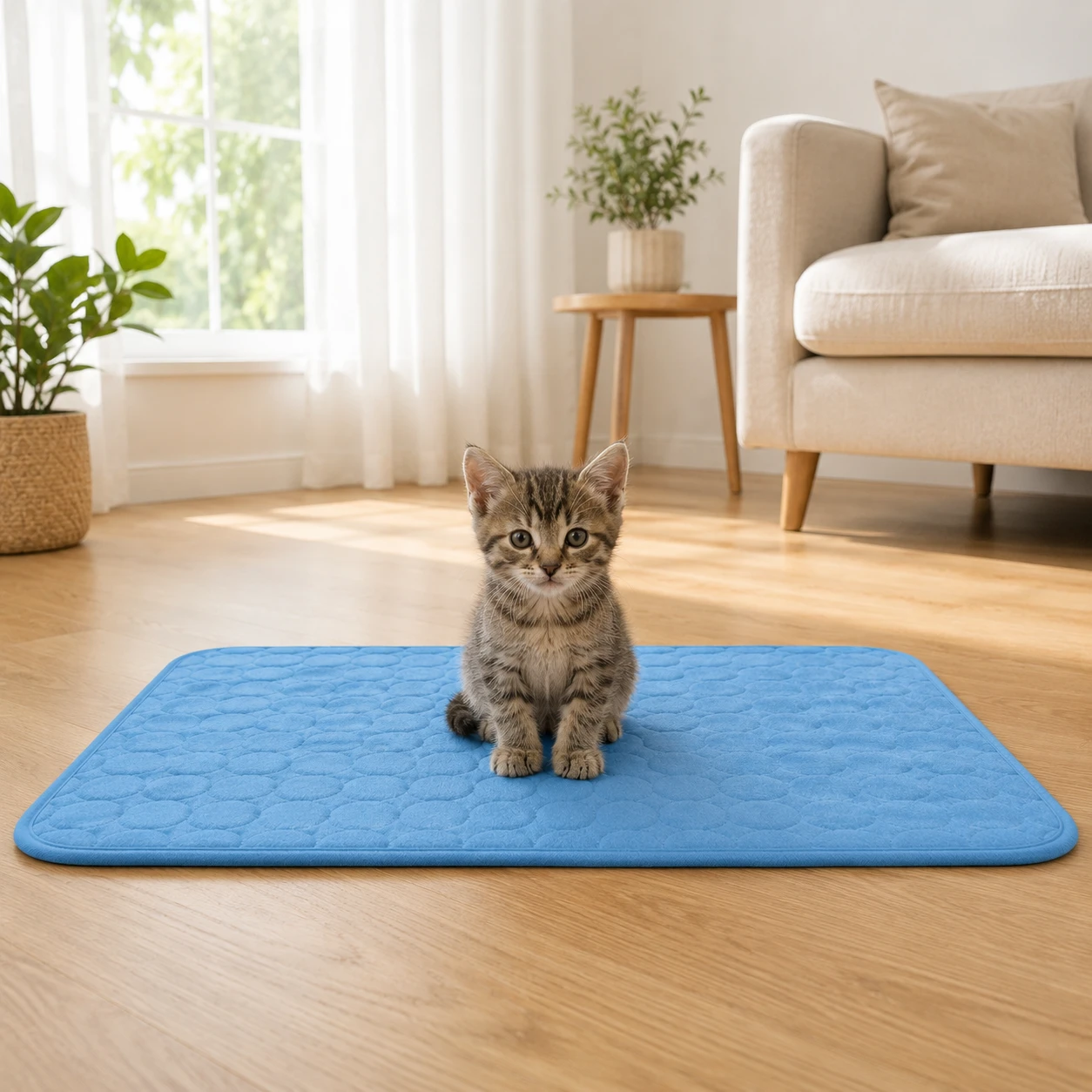 Chat sur le tapis rafraîchissant, taille XS