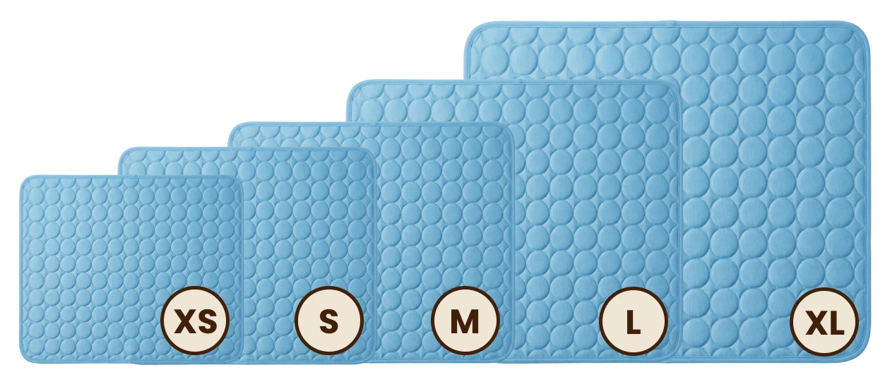 Comparatif de toutes les tailles de tapis rafraîchissants côte à côte
